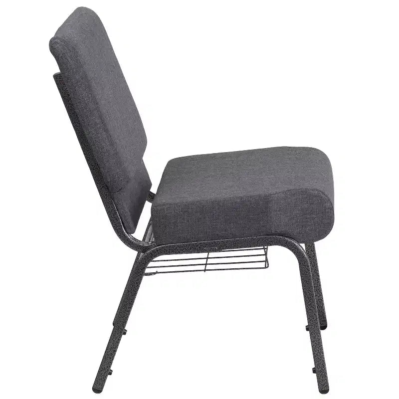Silla de iglesia tapizada en tela multicolor con revistero, juego de 4