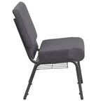 Silla de iglesia tapizada en tela multicolor con revistero, juego de 4