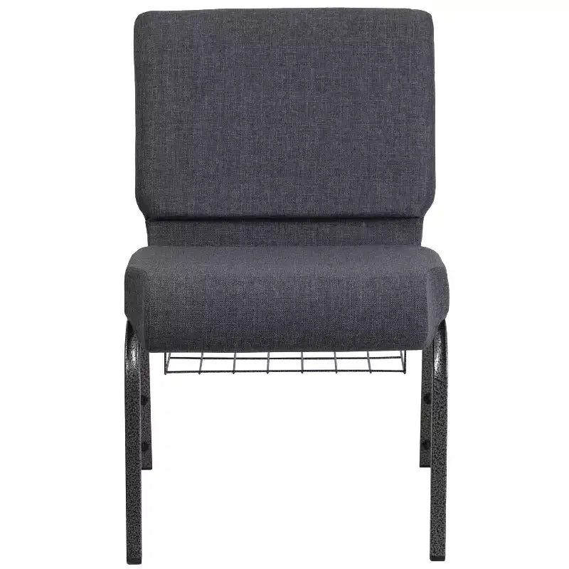 Silla de iglesia tapizada en tela multicolor con revistero, juego de 4