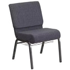Silla de iglesia tapizada en tela multicolor con revistero, juego de 4