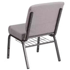 Silla de iglesia tapizada en tela multicolor con revistero, juego de 4