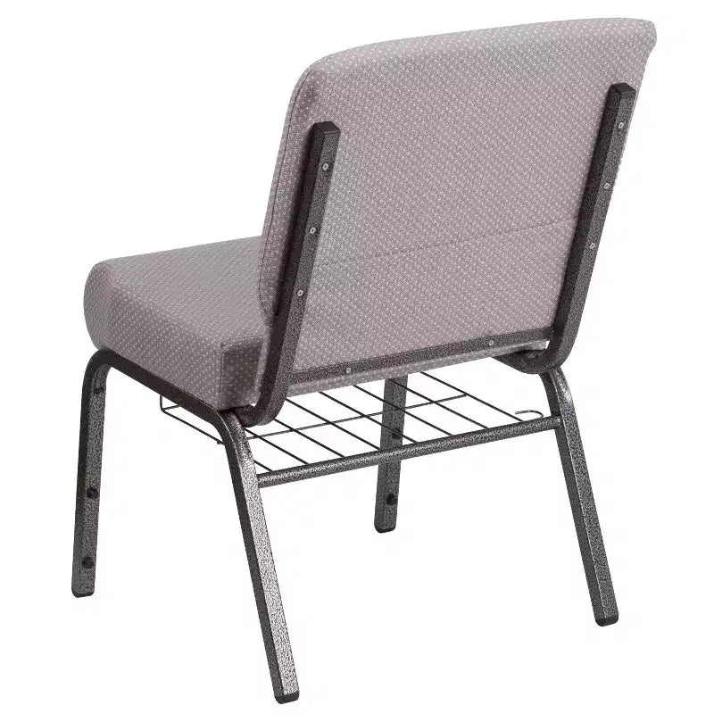 Silla de iglesia tapizada en tela multicolor con revistero, juego de 4