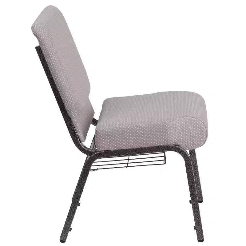 Silla de iglesia tapizada en tela multicolor con revistero, juego de 4