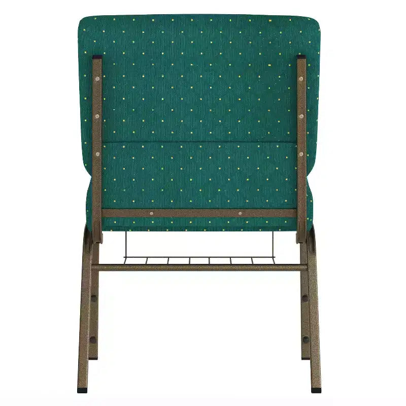 Silla de iglesia tapizada en tela multicolor con revistero, juego de 4