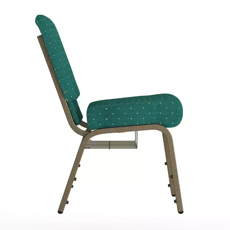 Silla de iglesia tapizada en tela multicolor con revistero, juego de 4
