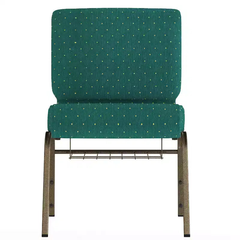 Silla de iglesia tapizada en tela multicolor con revistero, juego de 4