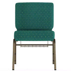 Silla de iglesia tapizada en tela multicolor con revistero, juego de 4