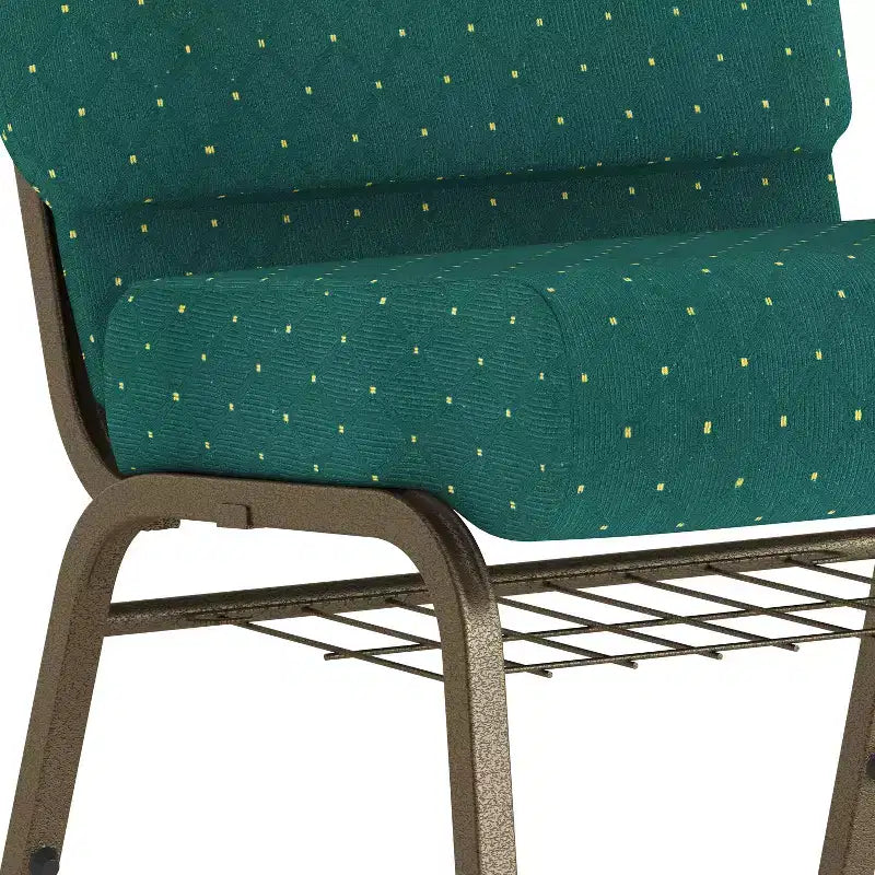 Silla de iglesia tapizada en tela multicolor con revistero, juego de 4