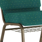 Silla de iglesia tapizada en tela multicolor con revistero, juego de 4