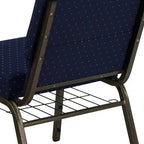 Silla de iglesia tapizada en tela multicolor con revistero, juego de 4