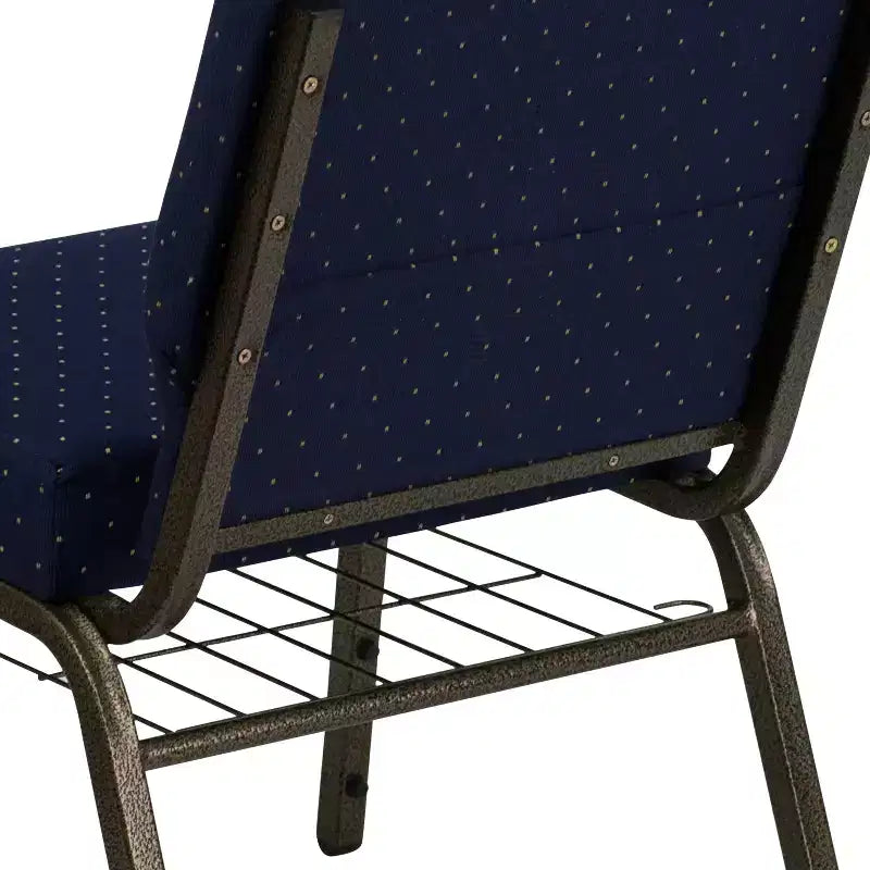 Silla de iglesia tapizada en tela multicolor con revistero, juego de 4