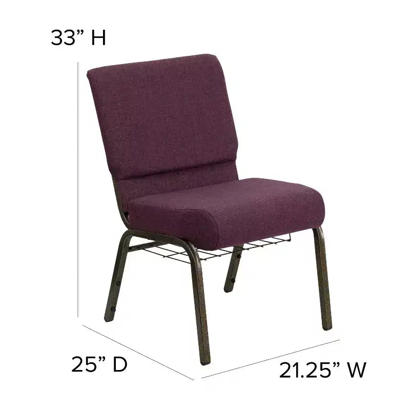 Silla de iglesia tapizada en tela multicolor con revistero, juego de 4
