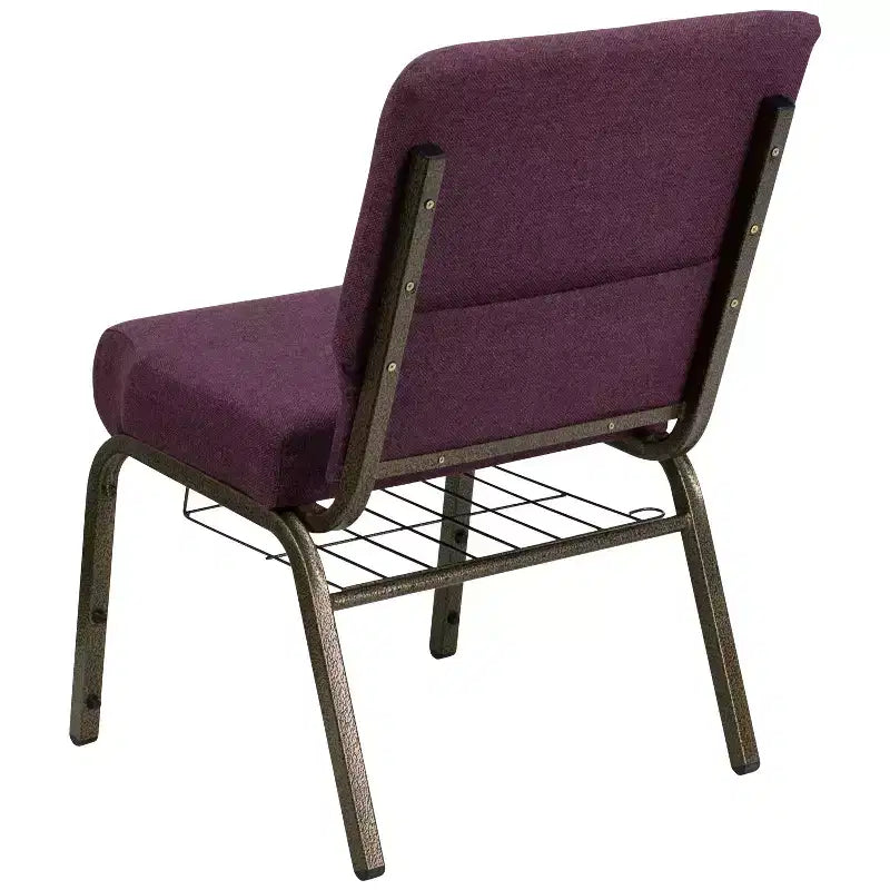Silla de iglesia tapizada en tela multicolor con revistero, juego de 4