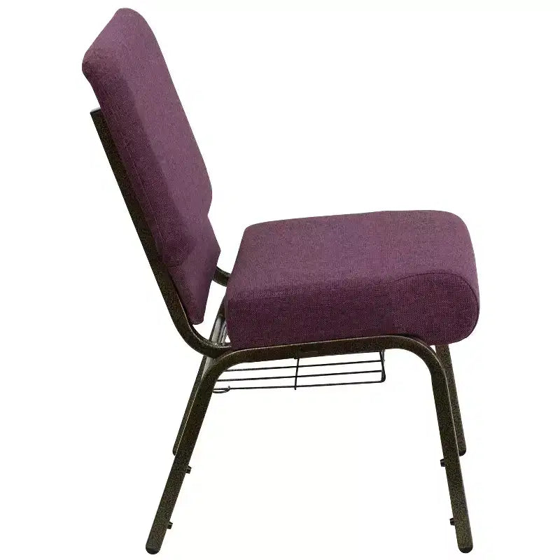 Silla de iglesia tapizada en tela multicolor con revistero, juego de 4