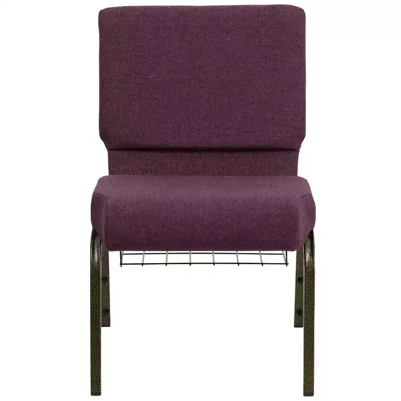 Silla de iglesia tapizada en tela multicolor con revistero, juego de 4