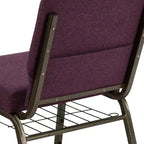 Silla de iglesia tapizada en tela multicolor con revistero, juego de 4