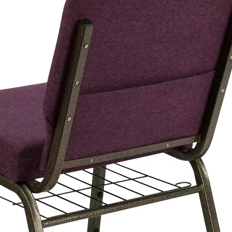 Silla de iglesia tapizada en tela multicolor con revistero, juego de 4