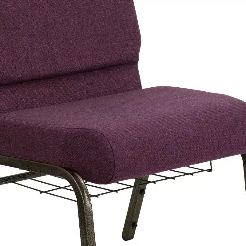 Silla de iglesia tapizada en tela multicolor con revistero, juego de 4