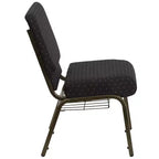 Silla de iglesia tapizada en tela multicolor con revistero, juego de 4