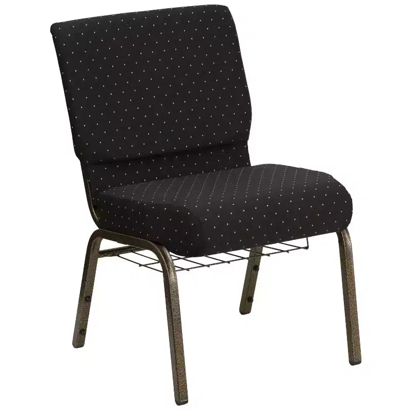 Silla de iglesia tapizada en tela multicolor con revistero, juego de 4