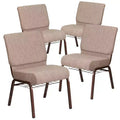 Silla de iglesia tapizada en tela multicolor con revistero, juego de 4