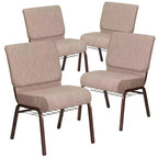 Silla de iglesia tapizada en tela multicolor con revistero, juego de 4