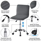 Silla de escritorio giratoria sin brazos con respaldo bajo de terciopelo – Rosa albaricoque / Gris oscuro, 1 persona