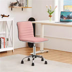 Silla de escritorio giratoria sin brazos con respaldo bajo de terciopelo – Rosa albaricoque / Gris oscuro, 1 persona