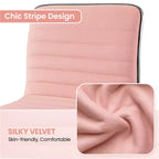Silla de escritorio giratoria sin brazos con respaldo bajo de terciopelo – Rosa albaricoque / Gris oscuro, 1 persona