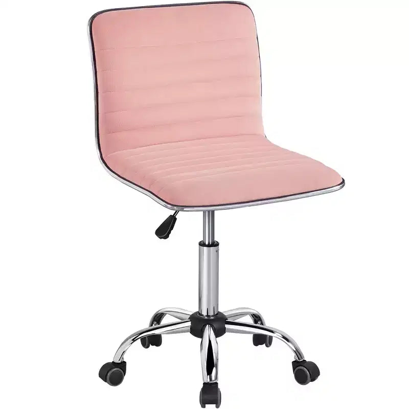 Yaheetech Velvet Low Back Armless Desk Chair Office Chair with Wheels