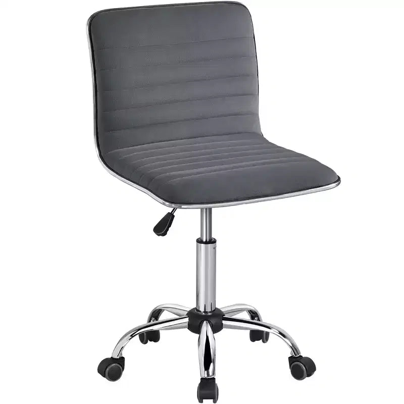 Silla de escritorio giratoria sin brazos con respaldo bajo de terciopelo – Rosa albaricoque / Gris oscuro, 1 persona